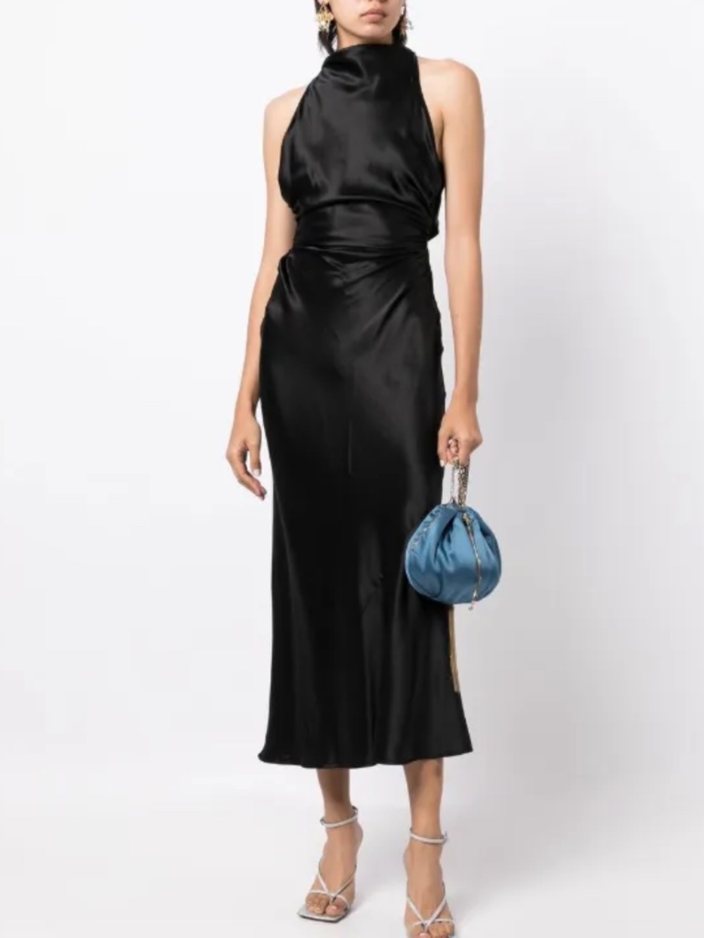 NWT Reformation Cassette Black Silk Dress 0P